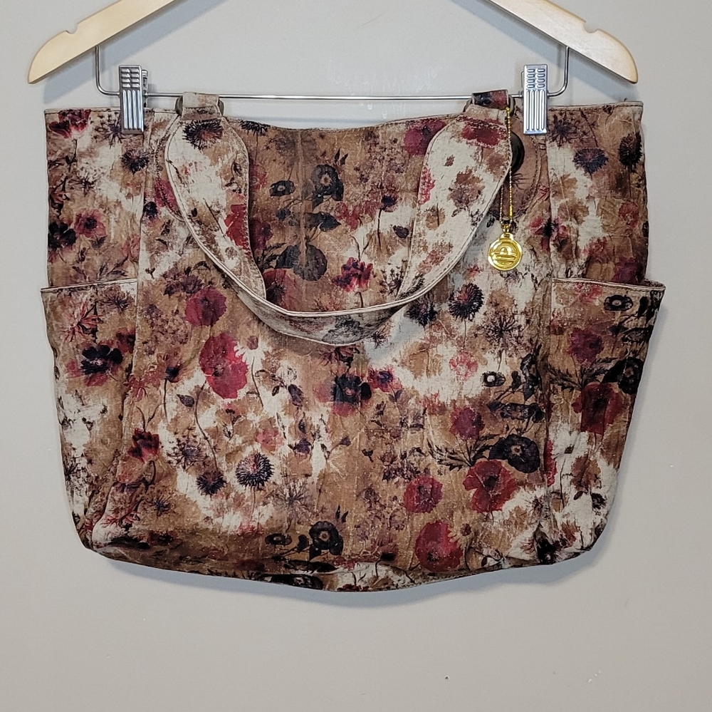 Big Buddha Boho Floral Linen Multi Pocket Shoulder Bag